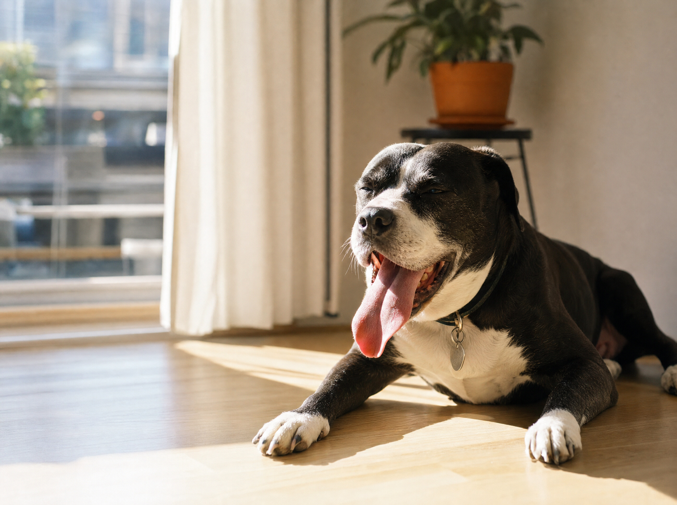 Hund hechelt bei Sommerhitze